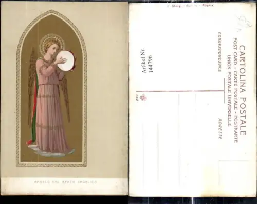 144796,Religion Angelo del Beato Angelico Engel Goldverzierung pub E. Sborgi Firenze Florenz