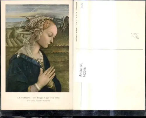 162018,Künstler Ak La Vergine Filippo Lippi Frau Betende Hände Heiligenschein Religion