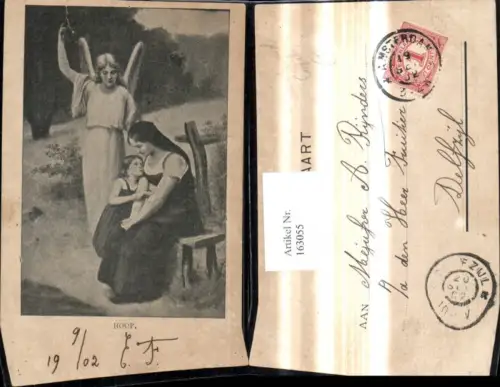 163055,Künstler Ak Religion Frau Mädchen Engel Hoop Hoffnung Schutzengel