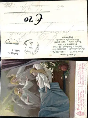 164914,Religion Das Elterngrab Frau m. Engel Spruch Reim