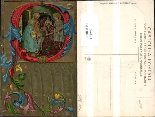 164940,Religion Präge Ak Jesus Christus m. Hl Familie Jünger Goldverzierung