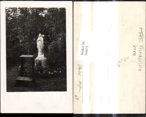 166675,Religion Statue Marienstatue i. Wald m. Betstuhl
