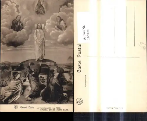 166726,Künstler Ak Gerard David La Transfiguration vers Männer beten Himmel Gott Jesus Wolke Religion