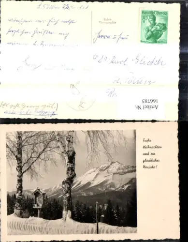 166785,Foto Ak Religion Wegkreuz Marterl zwischen Birken Bäumen Winterlandschaft