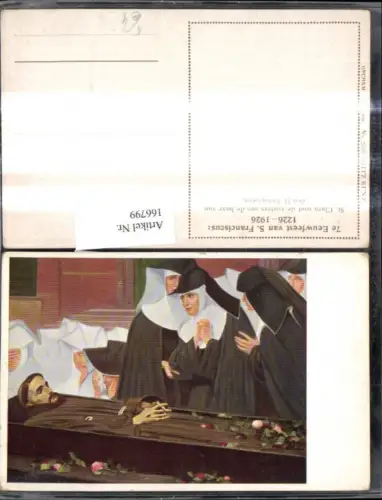166799,Künstler Ak St. Clara met de zusters aan de baar van den H. Franciscus Nonnen Sarg Mönch Religion
