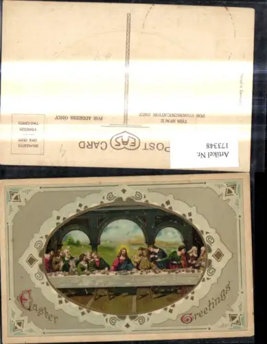 173348,Präge Künstler Ak Religion Letzte Abendmahl Easter Greetings Ostern pub EAS
