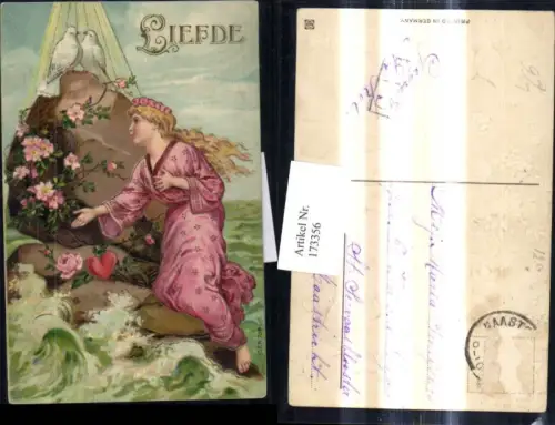 173356,Präge Künstler Litho Religion Mädchen Herz Tauben Liefde Liebe