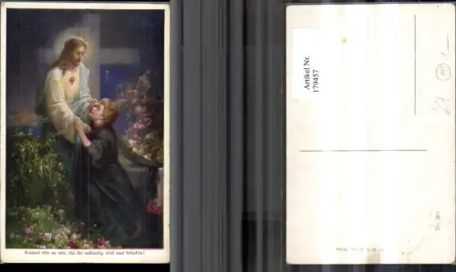 179457,Künstler Ak Religion Jesus m Frau Kommt alle zu mir d. Ihr mühselig seid u. Beladen