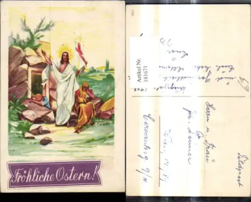 181671,Künstler Ak Jesus m. Jünger Fahne Religion Ostern