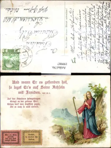 199987,Jesus m. Lamm auf den Schultern Stock Gedicht