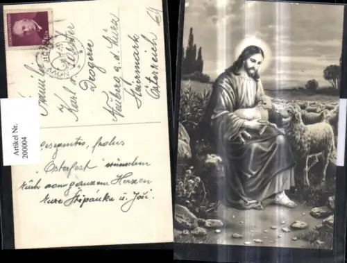 200004,Jesus m. Schafe Lamm Feld