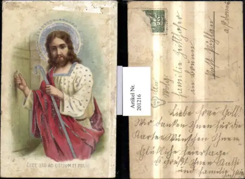 201216,Religion Silberdruck Jesus Christus Ecce sto ad Ostjum et Pulso Stock klopft an Tür