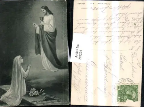 201224,Religion Jesus Christus Kelch Licht Frau b. Beten Blumen