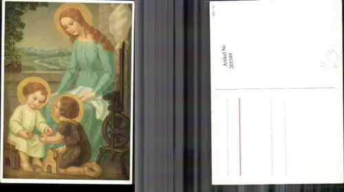 205349,Religion Frau m. Kinder Spinnrad Bausteine Spielzeug