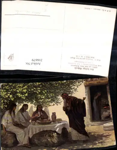 216679,Künstler Ak Robert Leinweber Die Heilige Schrift Altes Testament Abraham u. d. drei Engel Religion