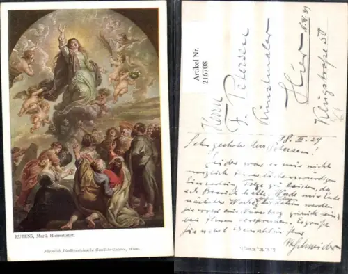 216708,Künstler Ak Peter Paul Rubens Mariä Maria Himmelfahrt Religion