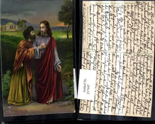 217447,Religion Künstler Ak Oberammergauer Passionsspiel Christus u. Judas Jschariot
