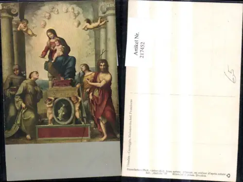 217452,Religion Künstler Ak Correggio Madonna des Heil. Franciscus