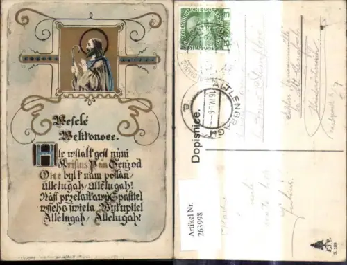 263998,Künstler Ak Handgemalt Jesus Hirtenstab Goldverzierung Text Religion