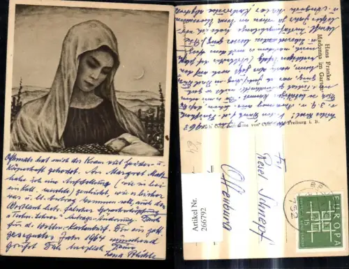 266792,Künstler Ak Hans Franke Madonna i. Garten Religion