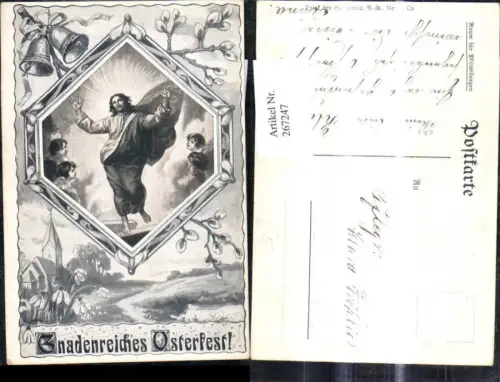 267247,Künstler Ak Religion Jesus Engel Kirche Glocken Palmkätzchen Ostern pub Germania