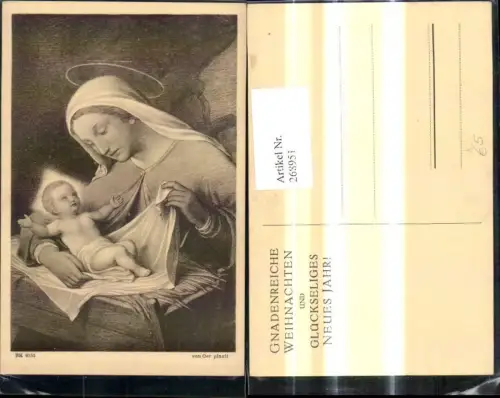 268951,Künstler Ak Von Oer Religion Maria m. Jesuskind Jesus Heiligenschein Krippe
