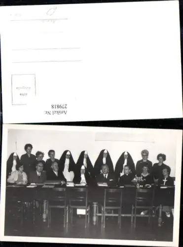 279818,Foto AK Religion Nonnen Tisch Stühle