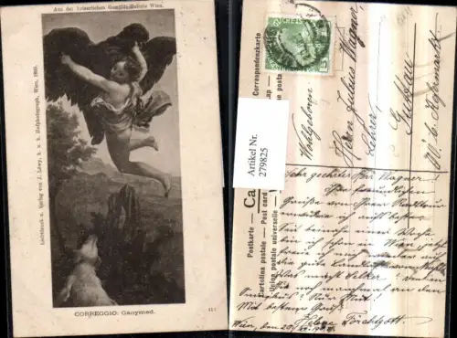 279825,Künstler AK Corregiio Religion Ganymed Raub Vogel Kind Hund