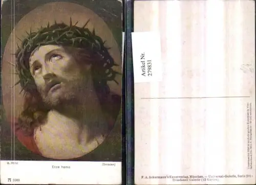 279831,Künstler AK G. Reni Religion Ece homo Jesuskopf Jesus Dornenkranz Krone Detailansicht pub Ackermann 3003