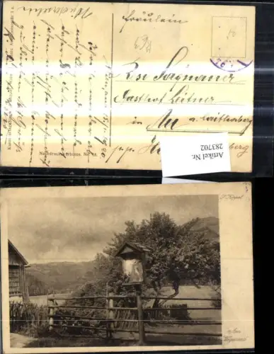 283702,Künstler Ak Koppel Am Wegesrand Religion Kreuz Wegkreuz Marterl