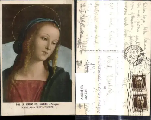 283724,Künstler Ak Perugino Dett. La Vergine col Bambino Jungfrau Heiligenschein Religion