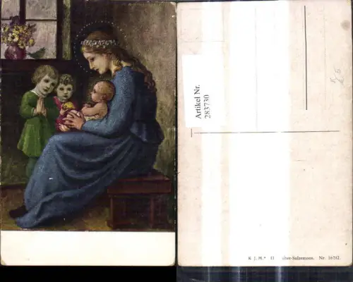 283730,Künstler Ak Religion Frau m. Baby Heiligenschein Tote Kinder Gebet