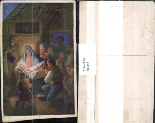 284455,Künstler Ak Religion Jesus Stall Bethlehem Hirten Jesuskind Hl. Familie