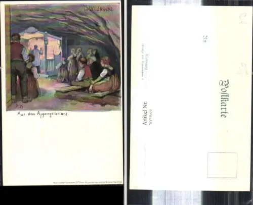 302968,Künstler Ak Im Wildkirchli Aus d. Appenzellerland Kirche Religion Messe i. Höhle pub Anst. Benzinger Co Einsied