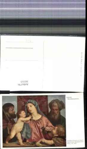 303315,Künstler Ak Tizian Kirschenmadonna Religion