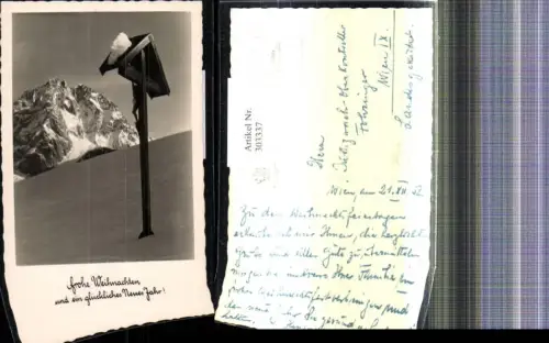 303337,Foto Ak Marterl Wegkreuz i. Schnee Bergkulisse Religion