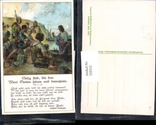 329312,Künstler Ak Storch Jesus m. Fischer Text Religion pub Kalender Postkarten Neukirchen Mörs