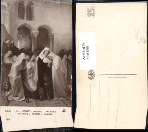 336008,Künstler Ak J. Brunet La Novice The Novice Nonnen b. Gebet Religion