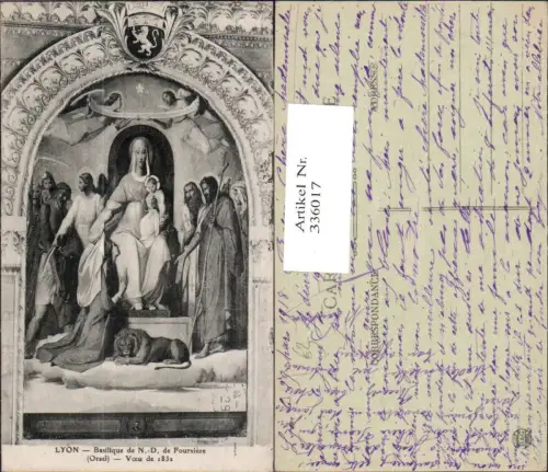 336017,Künstler Ak Gemälde Mutter Maria m. Jesuskind Thron Lyon Basilique Religion