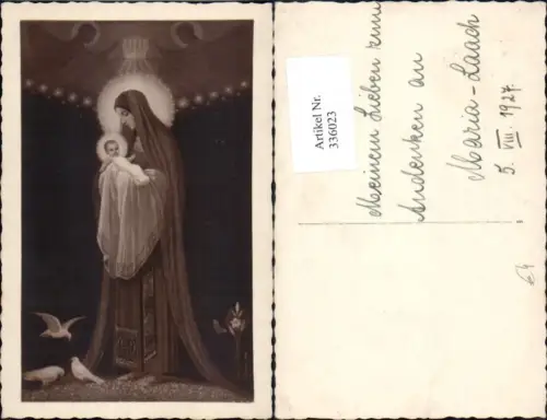 336023,Foto Ak v. Gemälde Maria m. Jesuskind Maria Laach 1927 Religion