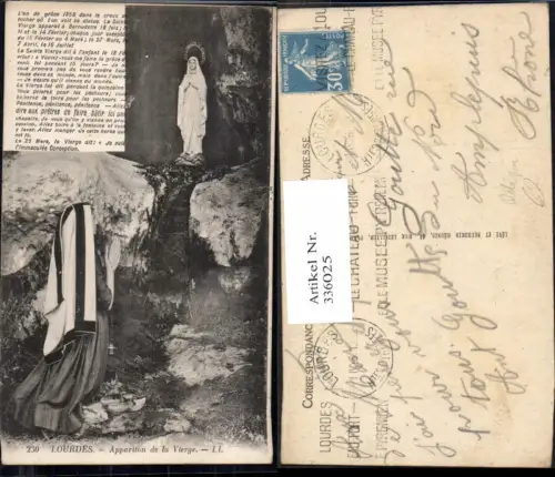 336025,Religion Lourdes Appariton de la Vierge Nonne Gebet v. Statue