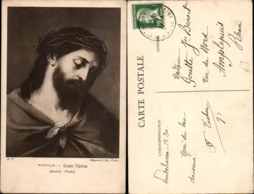 336026,Künstler Ak Murillo Ecce Homo Jesus m. Dornenkrone Religion