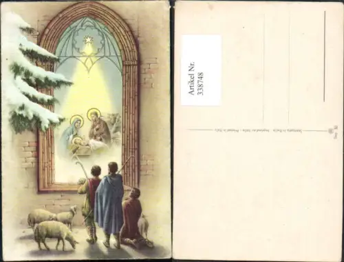338748,Künstler Ak Religion Jesuskind Stall Bethlehem Stern Hl. Drei Könige Hirten Schafe