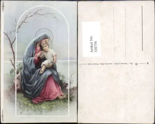 338756,Künstler Ak Religion Maria m. Jesuskind Heiligenschein Blütenstrauch