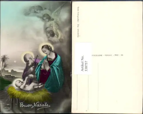 338757,Künstler Ak Religion Jesuskind Josef Maria Kreuz Heiligenschein Engel