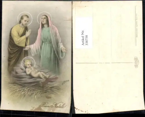 338758,Künstler Ak A. Collino Religion Jesuskind Josef Maria Kreuz Heiligenschein