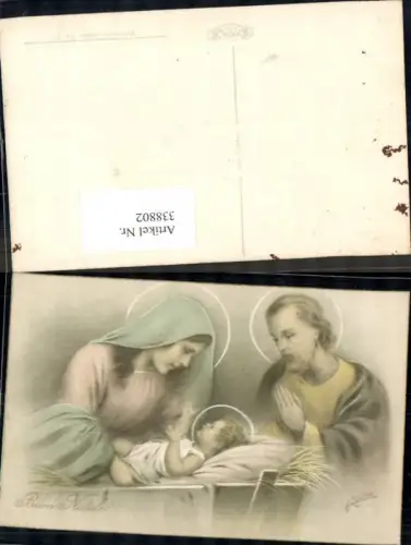 338802,Künstler Ak A. Collino Religion Hl. Familie Jesuskind Krippe Heiligenschein