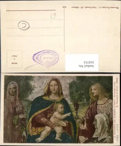 354753,Künstler Ak Bernardino Luini La Madonna col Bambino e Santi Maria Jesuskind Religion