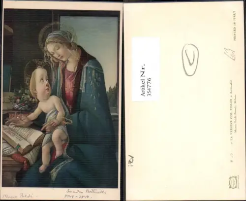 354776,Künstler Ak Botticelli La Vergine col figlio Maria Jesuskind Lesen Buch Religion