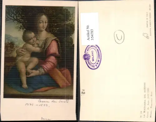 354783,Künstler Ak Cesare da Sesto La Madonna Col Bambino Religion